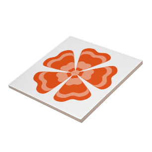 Stilisierte orange Retro-Blume  Fliese