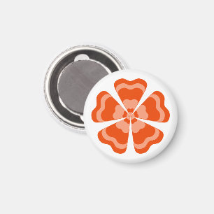 Stilisierte orange Retro-Blume Magnet