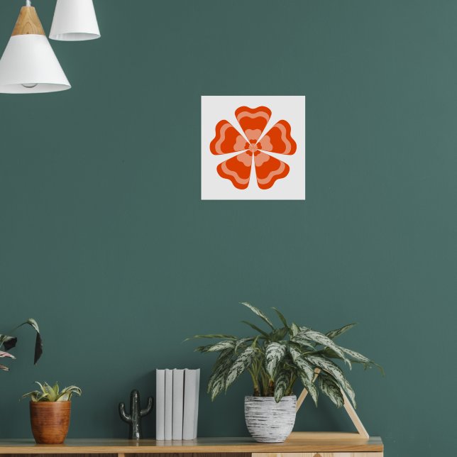 Stilisierte orange Retro-Blume  Poster (Wohnzimmer 1)