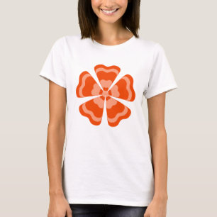 Stilisierte orange Retro-Blume T-Shirt