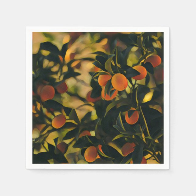 Stilisierte Orange Tree Paper Napkin Serviette (Vorderseite)
