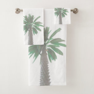 Stilisierte Palmen Pastel Green Tropical Badhandtuch Set