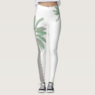 Stilisierte Palmen Pastel Green Tropical Leggings