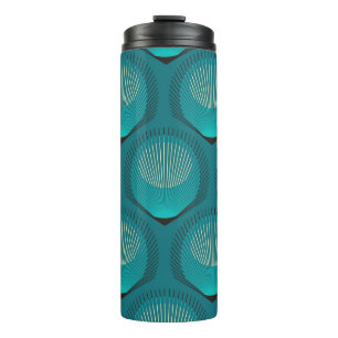 Stilisierte Peacock Feathers Blue Tile Thermosbecher