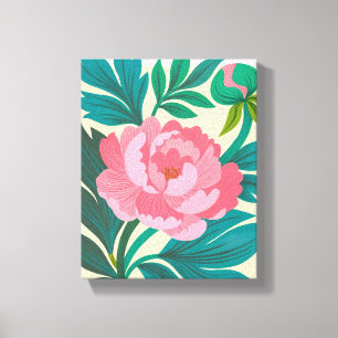 Stilisierte Peony Blossom Art Print Leinwanddruck