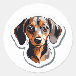 Stilisierte Portrait-Aufkleber für Dackeln: Farben Runder Aufkleber