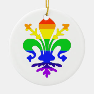 Stilisierte Rainbow-Lilie Keramik Ornament