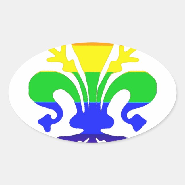 Stilisierte Rainbow-Lilie Ovaler Aufkleber (Vorderseite)