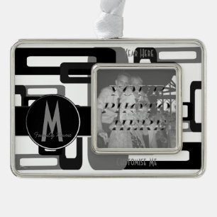 Stilisierte Rechtecke grau/Schwarzes Rahmen-Ornament Silber