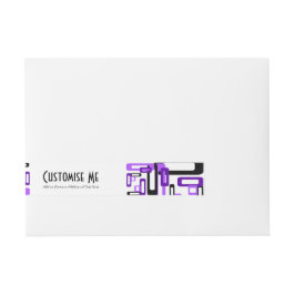 Stilisierte Rechtecke Lila/schwarz (Monogramm) Rundum-Adressaufkleber