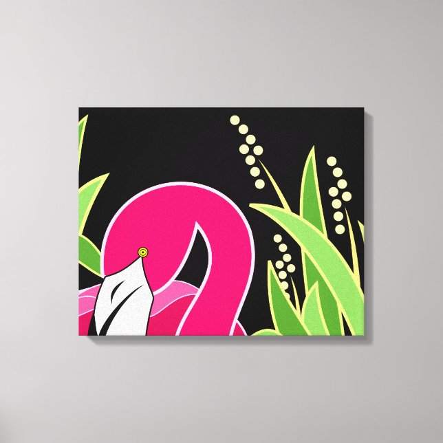 Stilisierte rosa Flamingo Leinwanddruck (Vorderseite)
