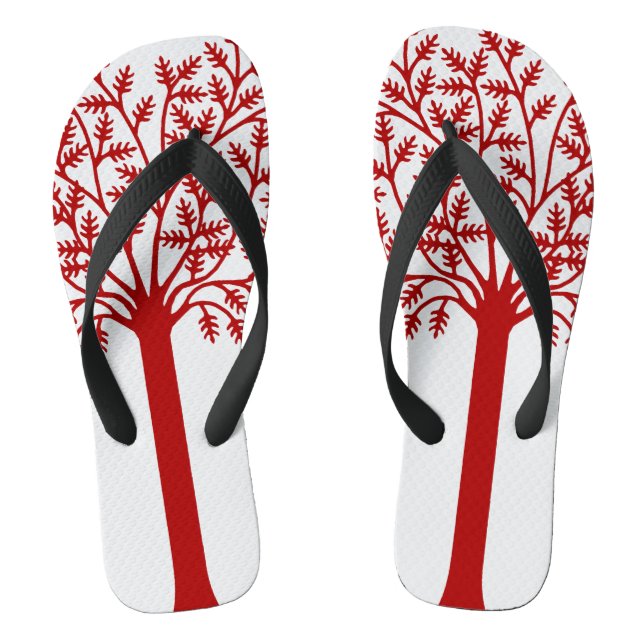 Stilisierte Rote Bäume Flip Flops (Fußbett)