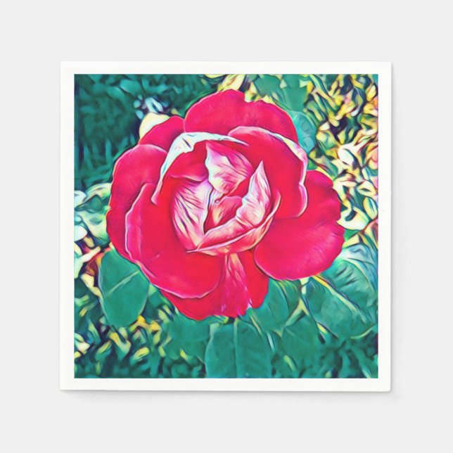 Stilisierte rote Blume Malpapier Napkin Serviette (Vorderseite)