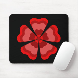 Stilisierte rote Retro-Blume Mousepad