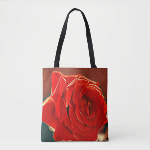 Stilisierte Rote Rose Tote Bag