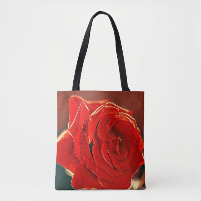 Stilisierte Rote Rose Tote Bag (Vorderseite)