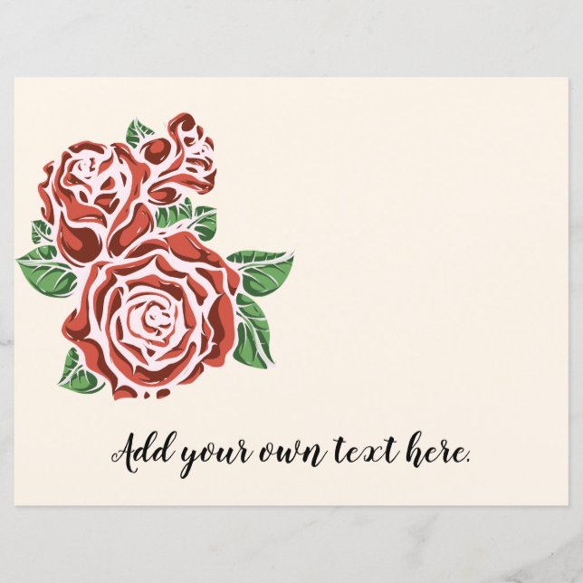 Stilisierte Rote Rosen Journal-Scrapbook-Papier (Vorderseite)