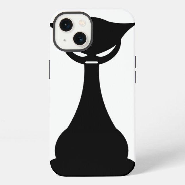 Stilisierte schwarze Katze iPhone Hülle (Rückseite)