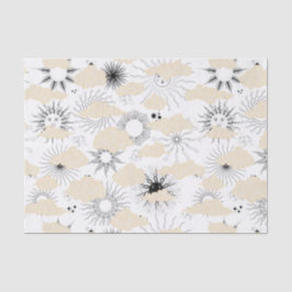 Stilisierte schwarze Sonnen hinter texturierten Br Seidenpapier