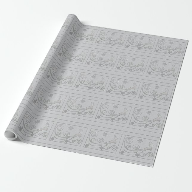 Stilisierte Silber Rein Deer Geschenkpapier (Ungerollt)