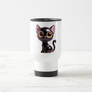 Stilisierte sitzende schwarze Katze, Reisebecher