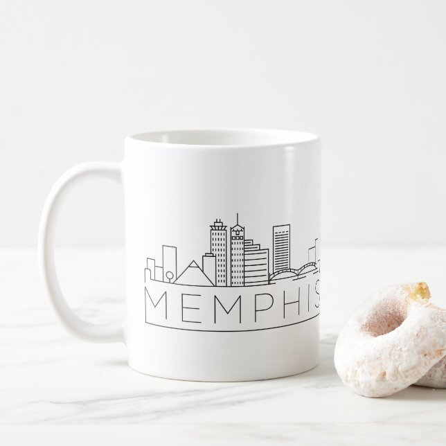 Stilisierte Skyline Memphis, Tennessee Kaffeetasse (Mit Donut)