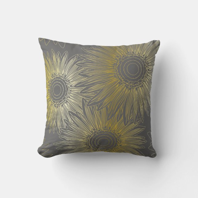 Stilisierte Sonnenblumen Kissen (Vorderseite)
