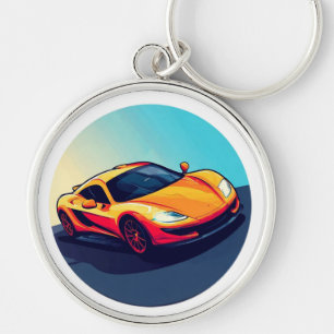 Stilisierte Sportwagen-Illustration Schlüsselanhänger