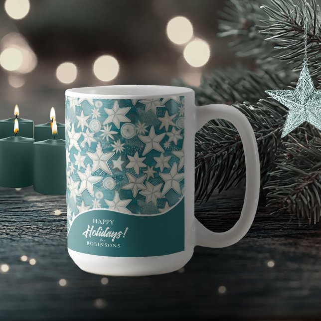 Stilisierte Sternfische & SandDollars Muster#25 ID Kaffeetasse (Von Creator hochgeladen)