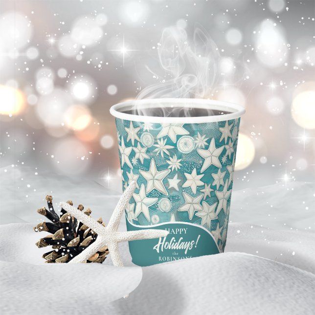 Stilisierte Sternfische & SandDollars Muster#25 ID Pappbecher (Von Creator hochgeladen)