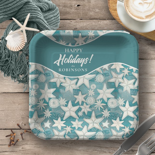 Stilisierte Sternfische & SandDollars Muster#25 ID Pappteller (Von Creator hochgeladen)