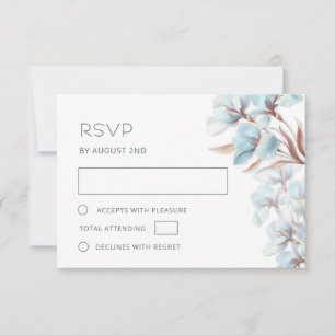 Stilisierte Türkis-Roségold-Blumen RSVP Karte