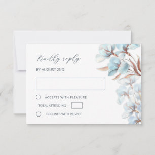Stilisierte Türkis-Roségold-Blumen RSVP Karte