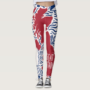Stilisierte UK Karte: Vintage Travel. Leggings