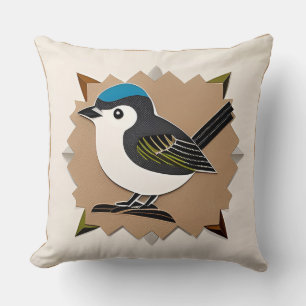 Stilisierte Vogel-Papierkunst Kissen