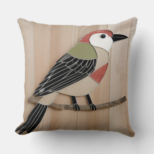 Stilisierte Vogel-Papierkunst Kissen