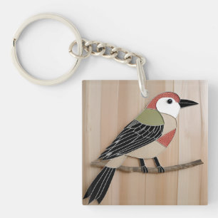 Stilisierte Vogel-Papierkunst Schlüsselanhänger