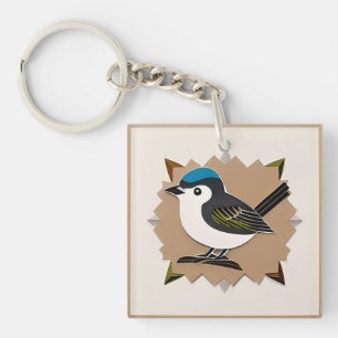 Stilisierte Vogel-Papierkunst Schlüsselanhänger