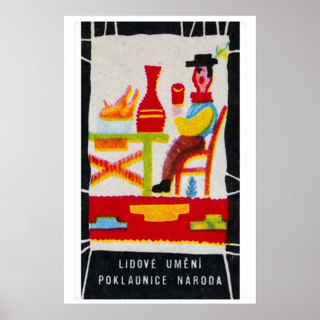 Stilisierte Volkskunstfigur Tschechoslowakei Poster (Vorne)