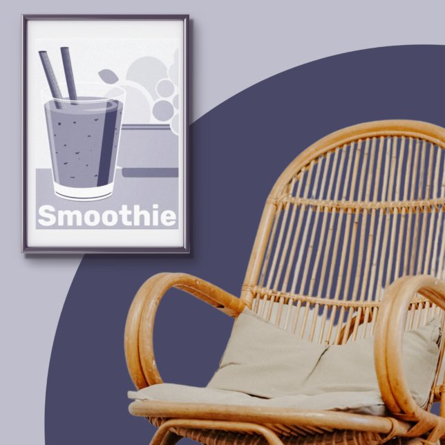 Stilisierte White-Blue Smoothie Tumbler Kitchen Ar Leinwanddruck (Von Creator hochgeladen)