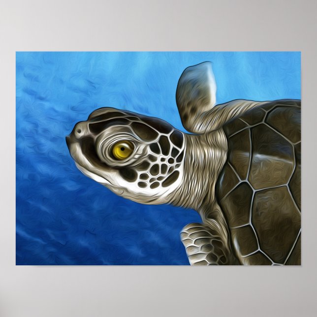 Stilisierte Young Green Turtle Poster (Vorne)