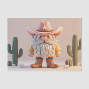 Stilisierter 3D-Cowboy-Gnom in der Wüste Seidenpapier