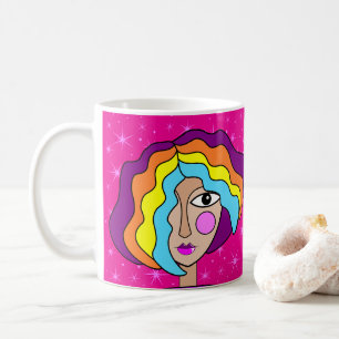 Stilisierter abstrakter Kunst-Gesichtsmug Kaffeetasse