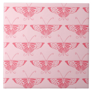 stilisierter Art Deco Schmetterling - korallenrosa Fliese