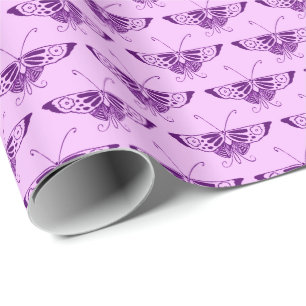 Stilisierter Art Deco Schmetterling - lila und Orc Geschenkpapier