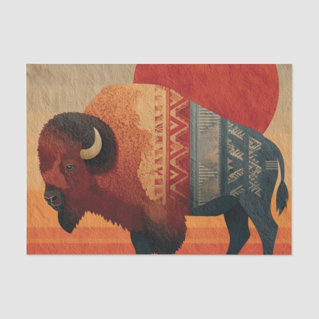 Stilisierter Bison mit indianischen Mustern  Seidenpapier (Vorderseite)