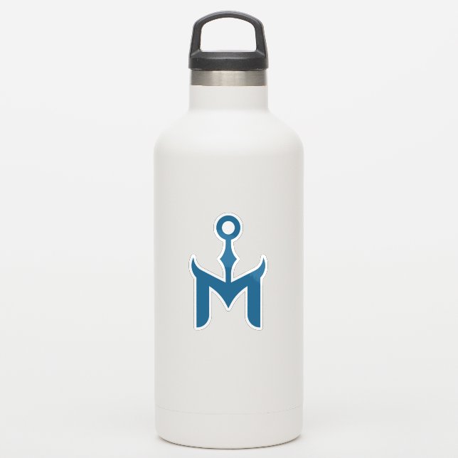 Stilisierter blauer Anker und Buchstabe M  Aufkleber (Wassserflasche)