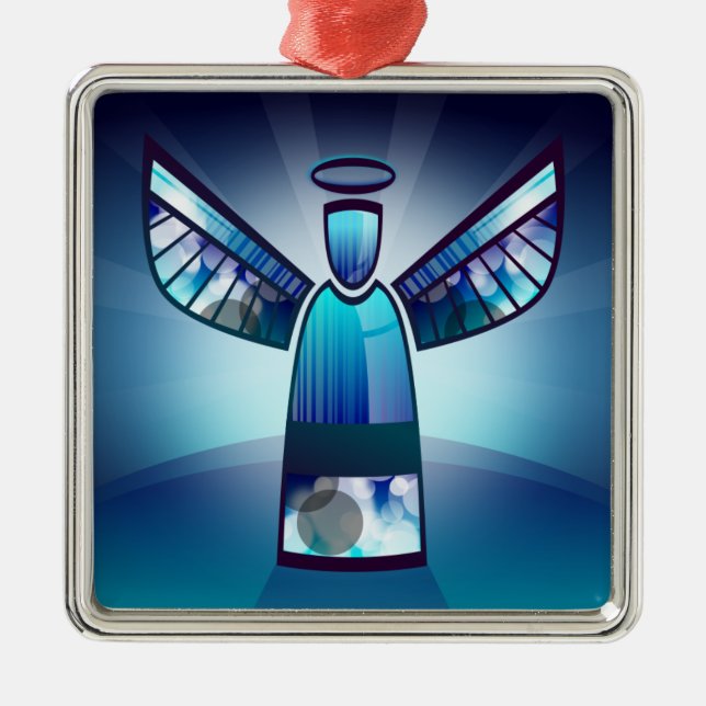 Stilisierter blauer Engel Ornament Aus Metall (Vorne)