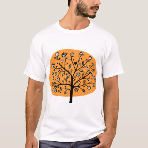 Stilisierter Blütenbaum - Hellorange T-Shirt