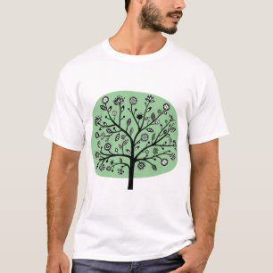 Stilisierter Blütenbaum - verblasstes Grün T-Shirt